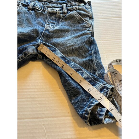 Baby Denim Overalls 6-12 M Gap - Medium Wash Adjustable Straps Snaps & Pockets - Picture 11 of 11